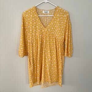 Reformation Yellow Floral 'Baja' Mini Dress w/ Pockets (XS)
